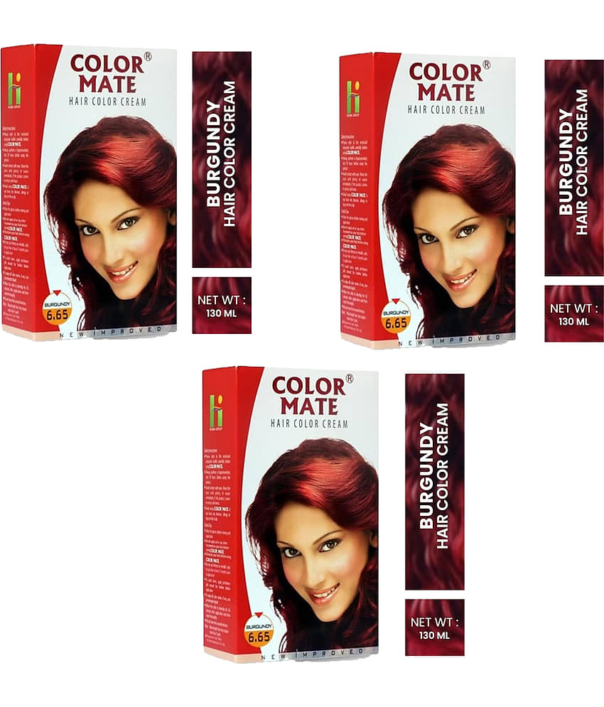 Color Mate Hair Color Cream Burgundy_130Ml (Pack of 3)