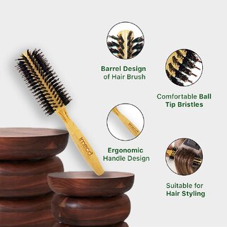 IMECO Bamboo Rolling Hair Brush, Roller Brush-for adding Curls, Volume and Styling view 2