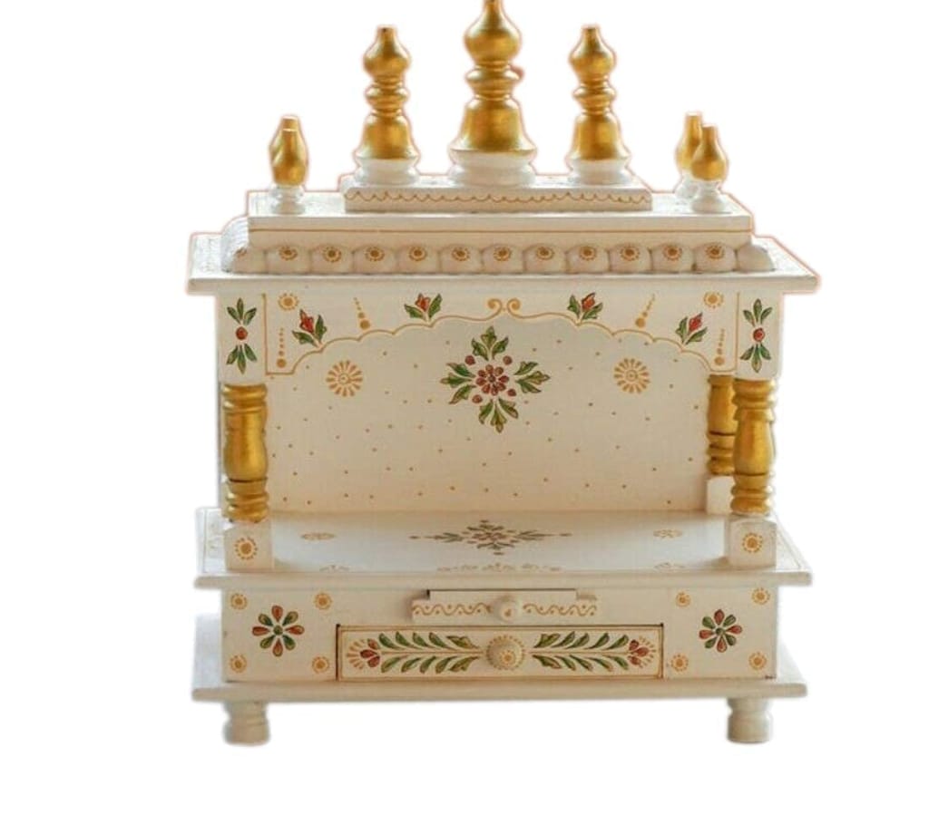 Creative Handicrafts Home Temple, Wooden Temple, Pooja Mandir for Home (15x8x18 inches - White Color) view 2