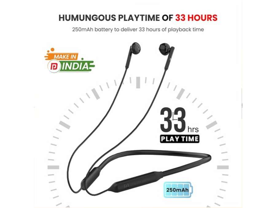 Portronics Harmonics Z5 33 Hour Playtime, Inline Control, Water Resistant, 14.2mm Dynamic Driver - Black view 2