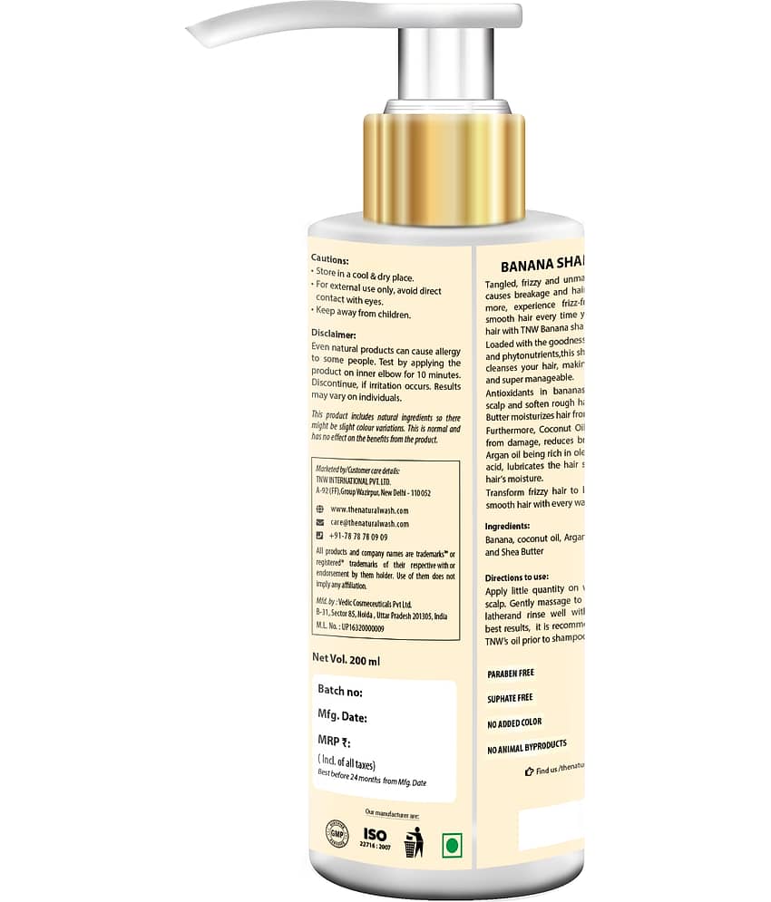 TNW - The Natural Wash Banana Shampoo, Anti,Frizz Shampoo For All Hair Types, 200Ml view 2