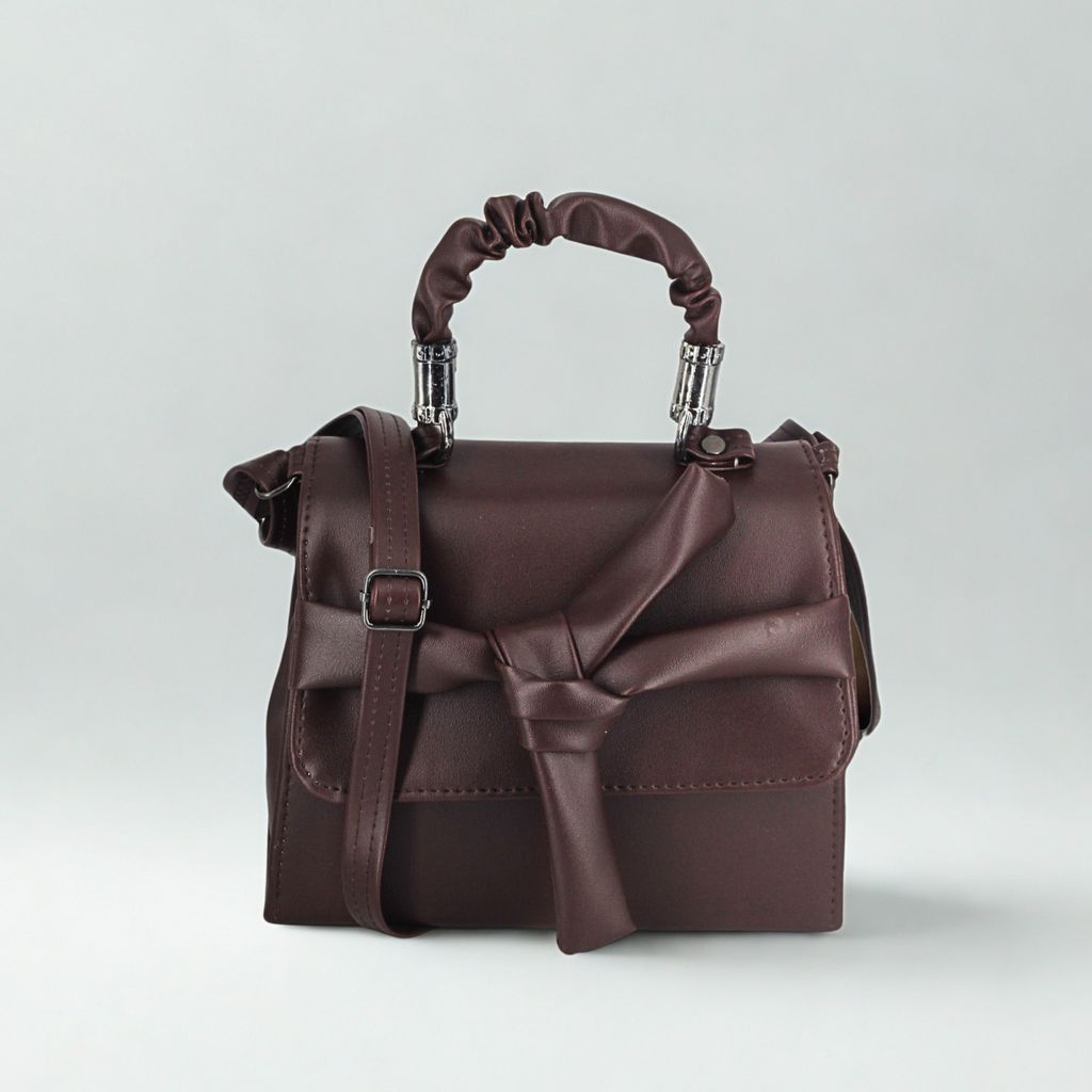Bow Detail Sling Bag | Premium PU Leather Small Handbag | Trendy Shoulder Bag for Girls & Women view 2