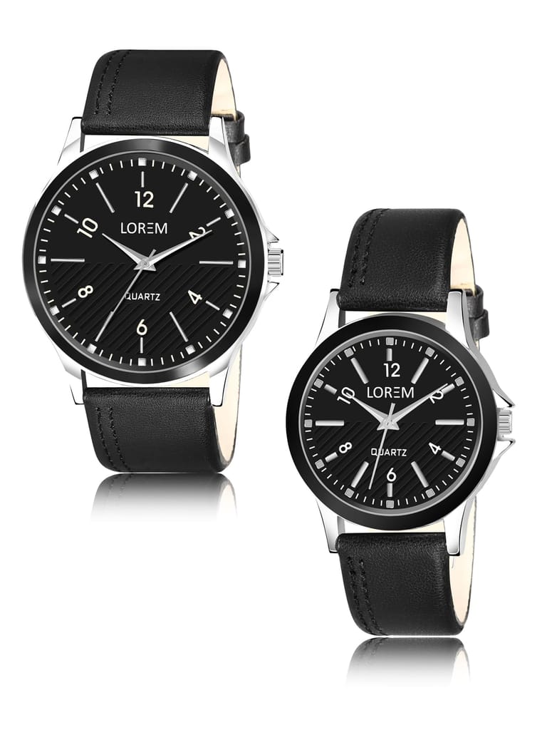 Black Stylish Dial Analog Watch for Lovely Couple LR93-LR340 view 2