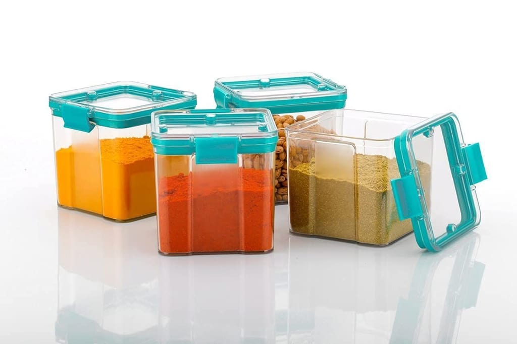HAPPI Multipurpose Unbreakable Plastic Transparent TikTok Lock Masala Storage Containers Jar For Kitchen Airtight Masala Box Dabba Spice, Cereal , Dry Fruits Store Box 700 ML N Lock (Multicolor- Set of 4 Pcs ) view 2