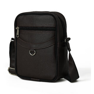 MATRICE messenger bag with brown faux vegan leather(NE-S-0799-Brown) view 2