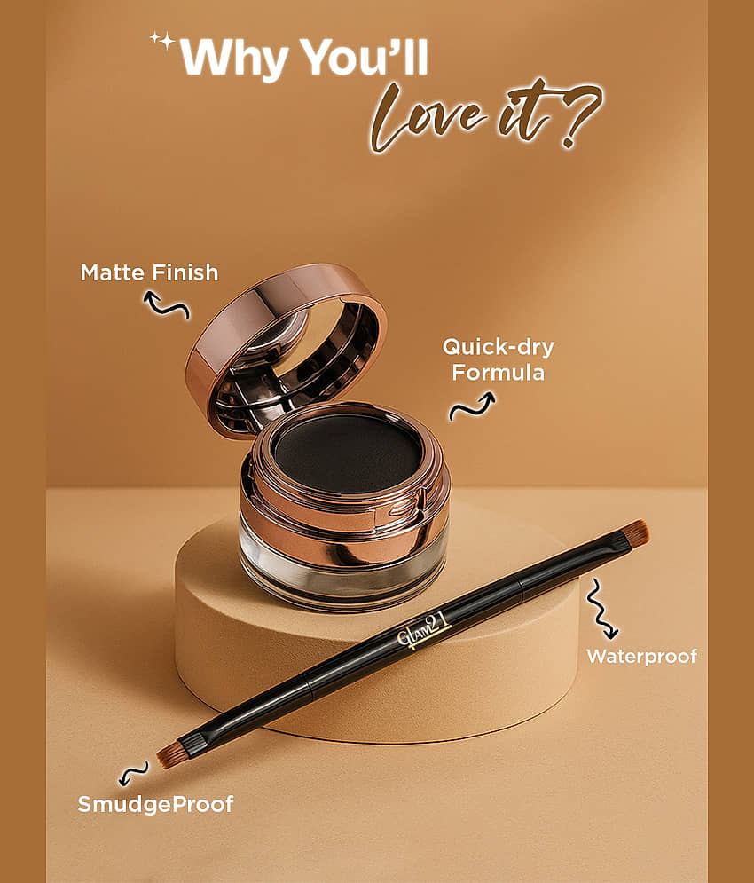 Glam21 2-In-1 Eyebrow & Gel Eyeliner-24 Hours Stay Quick Dry, Smudge & Waterproof-Brown 4 G Brown view 2