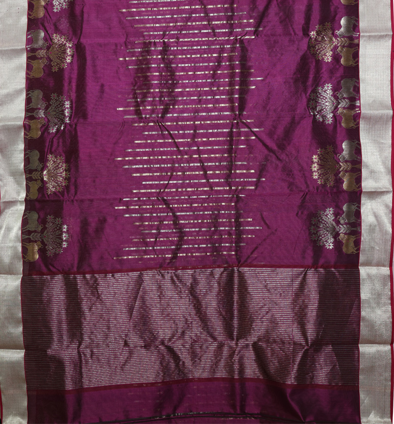 Handloom Chanderi Pattu Silk Saree view 2