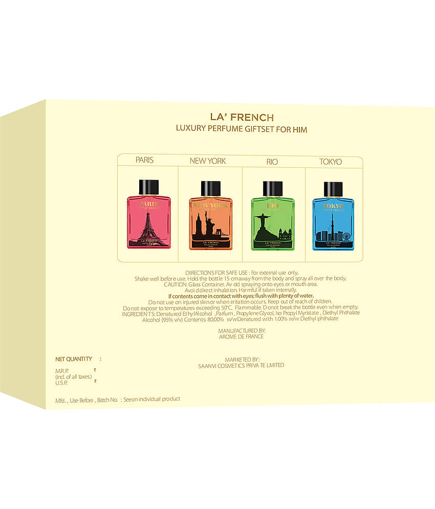 LA FRENCH - City of dreams Gift Set (Cream) Eau De Parfum (EDP) For Men 80ml ( Pack of 1 ) view 2