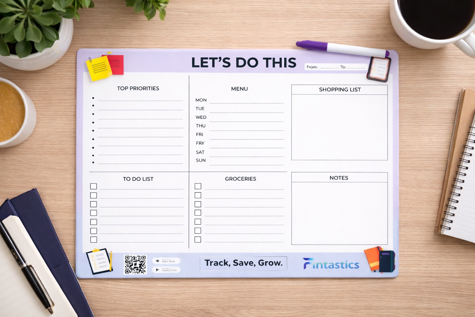 Fintastics Magnetic Let's Do this List Planner