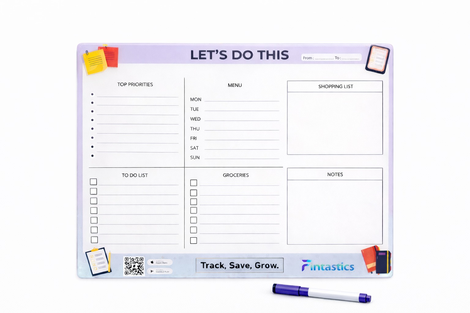 Fintastics Magnetic Let's Do this List Planner view 2