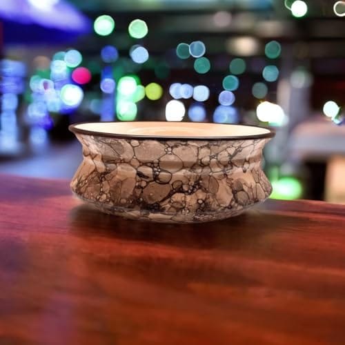 STOREPEDIA Handprinted Ceramic Serving Donga Set With Lid 1000ml For Kitchen Dining Table Suitable For Chapati Roti Biryani Pulao, Casserole Storage Handi/Dekchi with Lid view 2
