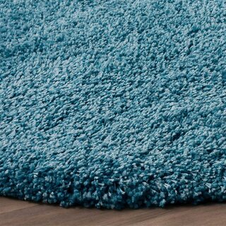 GALLERY HOME Silky Smooth Anti-Skid Shaggy Round Carpet with 2 inch Thickness (5 x 5 Round, Teal Blue C5) view 2
