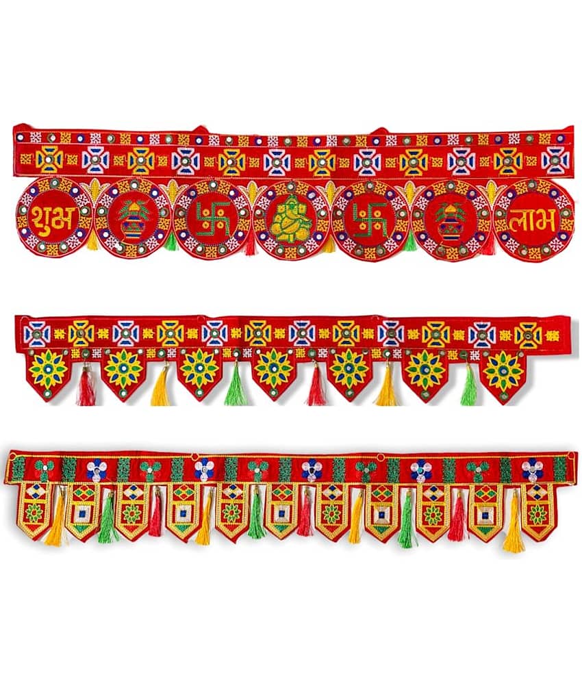 TORNORY Handmade Bandarwal Toran 3 ft Multi ( Pack of 3 )