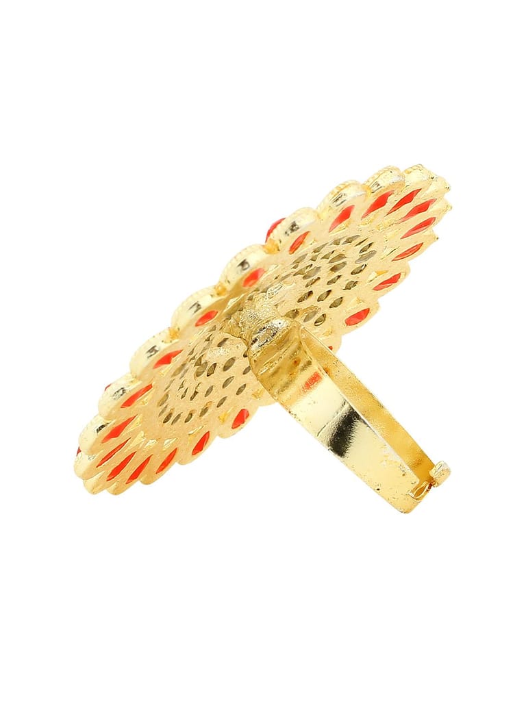 Cardinal American Diamond Red Stone Brass Adjustable Ring view 2