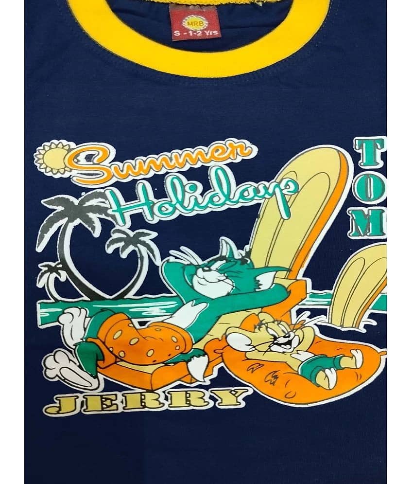 MRB - Navy Blue Cotton Baby Boy T-Shirt & Shorts ( Pack of 1 ) view 2