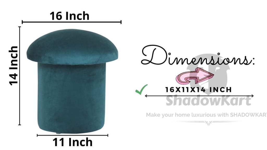 Shadowkart Pouffes Sitting Stool for Living Room, Make up Table Mudda Puffy Wooden Ottoman Stools, Pouffe Footstool, Poof for Room Decoration & Dressing Table, 16x11x14 Inch view 2