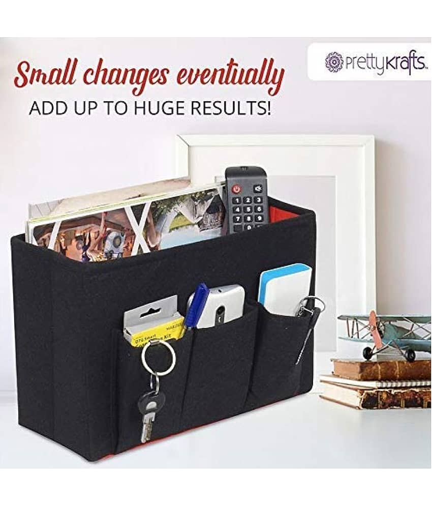 PrettyKrafts Magazine/Files Organiser - MultiUtility Storage Box Files/Catalogues Sorter - Desk Organizer - Black view 2