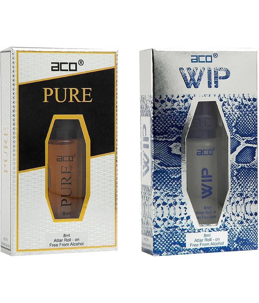 aco perfumes Pure & Wip Concentrated Attar Roll On 8ml COMBO SET view 2