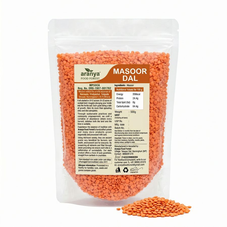 Organic Masoor Dal - 500 gm view 2
