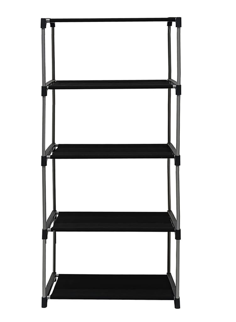 PHILOSHOP 4-Shelves Durable Metal Frame Modular Collapsible Wardrobe with 10-Inch Gapping in each Shelf & 100 GSM Fabric in Pink view 2