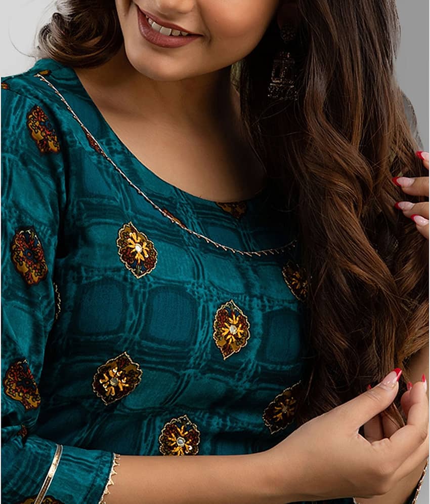 Lee Moda - Blue Rayon Women's Anarkali Kurti view 2