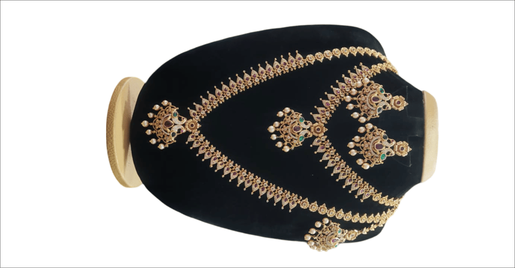 Gold Plated Traditional Indian Temple Jewellery Set view 2
