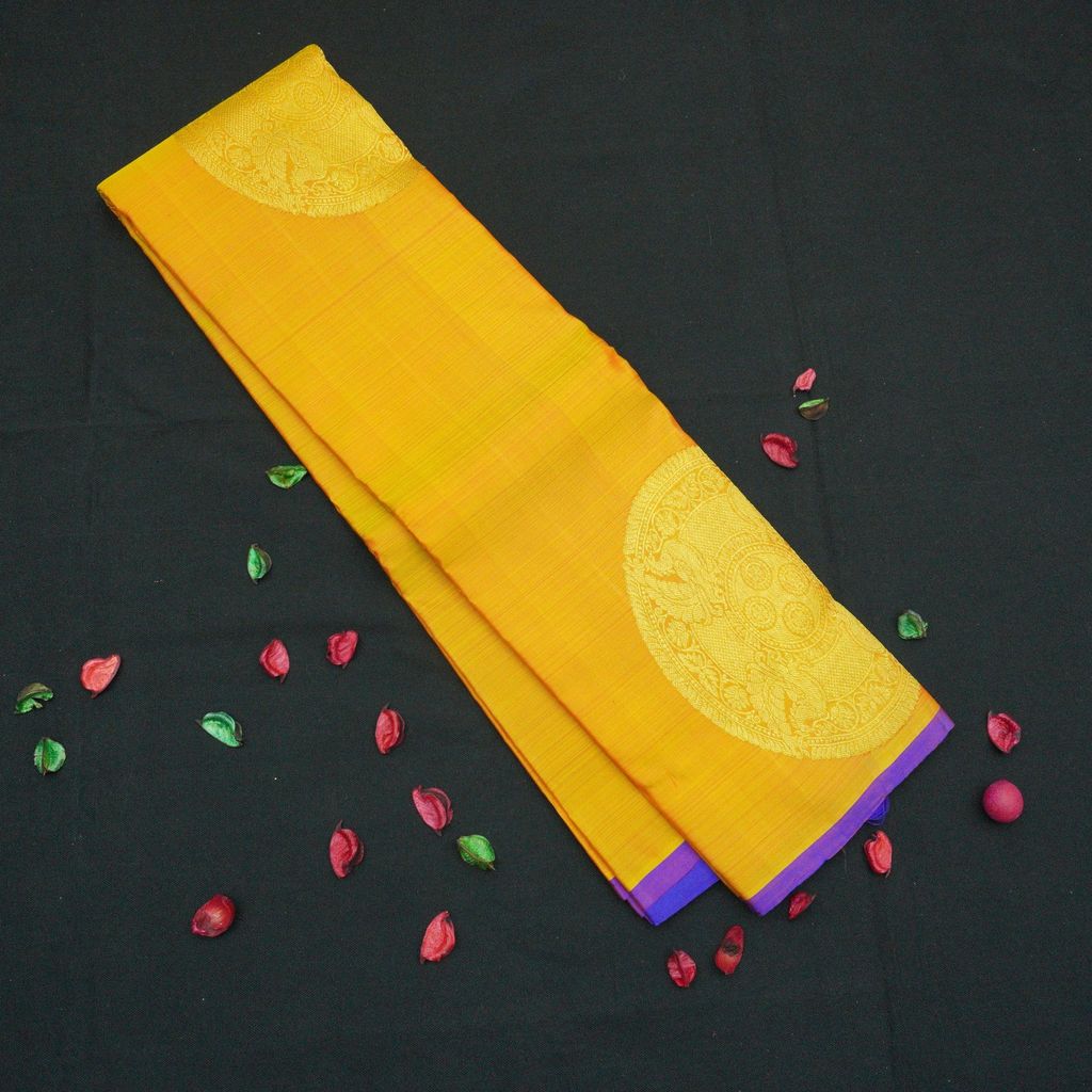 Mustard Yellow Borderless Trendy Silk Saree view 2