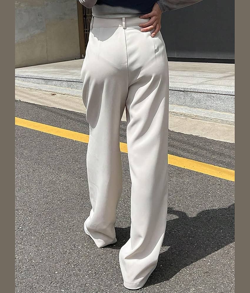kotty Women Lycra Casual Trousers ( White ) view 2