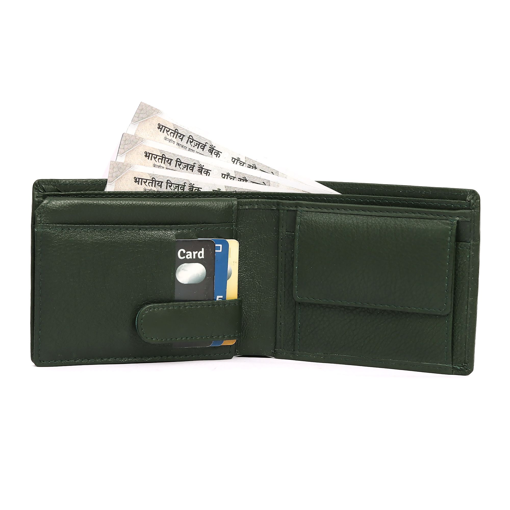 Vital King Men Travel Green Genuine Leather RFID Wallet (11 Card Slots) view 2