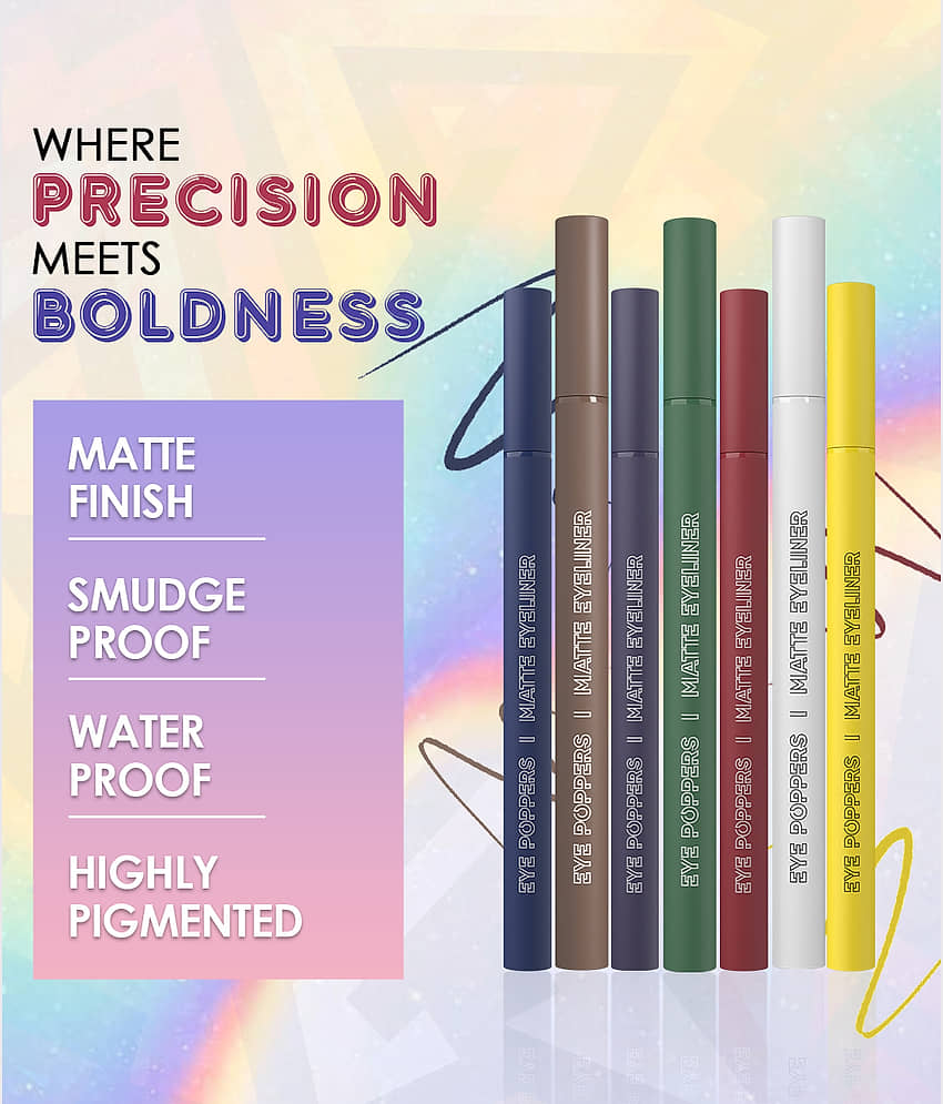 Glam21 Eye Poppers Matte Eyeliner Intense Pigment Smudge & Waterproof Color Pen Style 0.5 G Dark Matter view 2