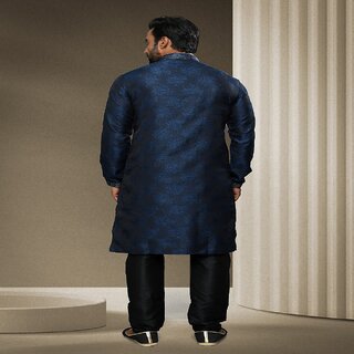 Raivat Ethnic Blue Colour Jacquard Silk Brocade Kurta Pajama 1542 view 2