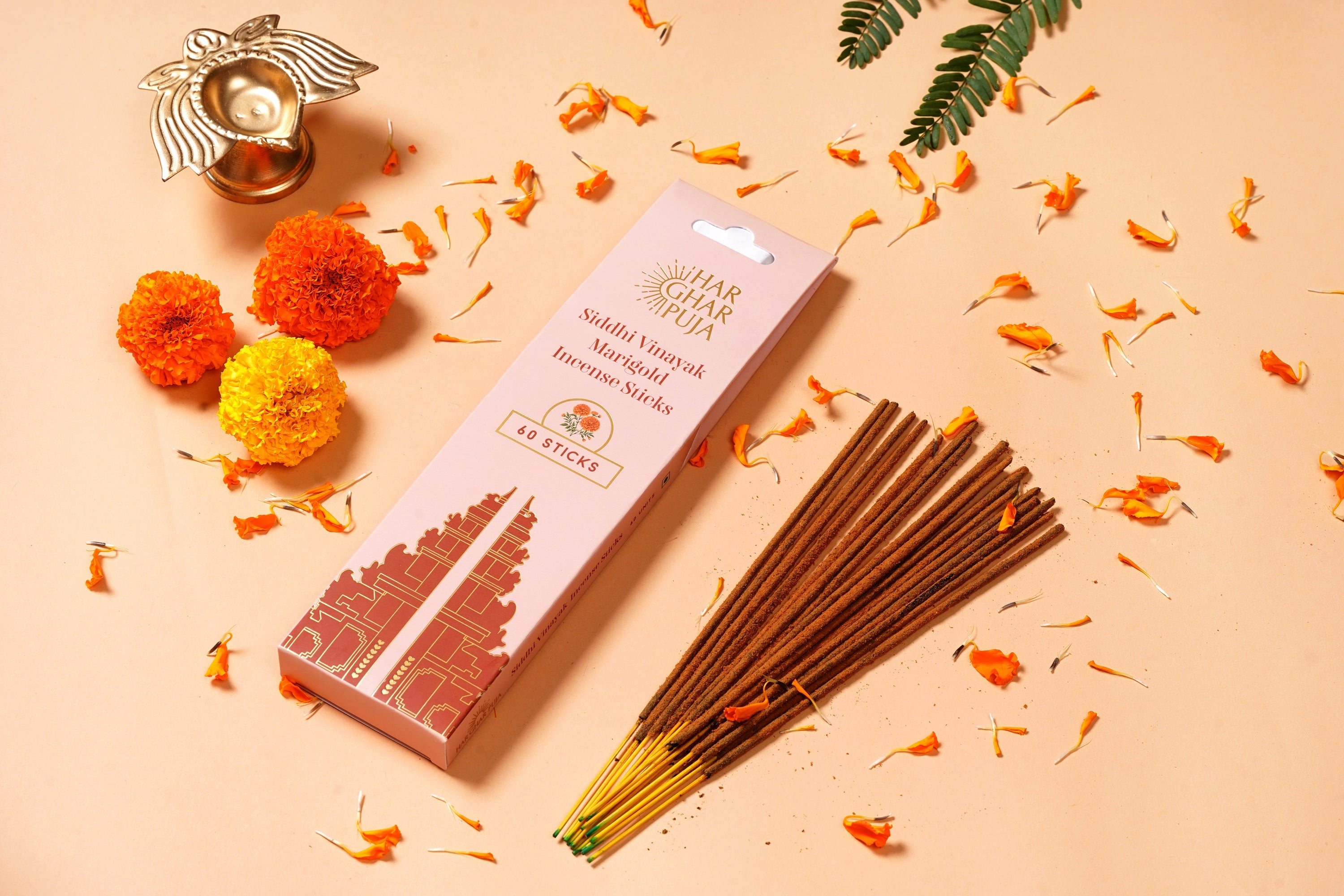 Har Ghar Puja Siddhi Vinayak Marigold Incense Sticks (Set of 2) view 2