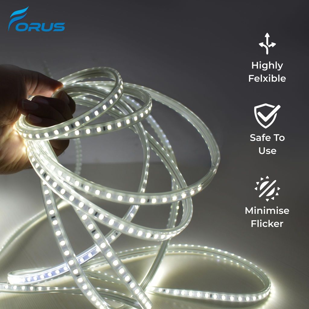 Forus LED Rope Strip Light 5 Meters 1 Year Warranty, Outdoor Waterproof Decorative Cove Lights for Ceiling, Balcony, Home Decor, Interior Decoration, Flexible Rope Light for Diwali, Christmas & New Year -Natural White view 2