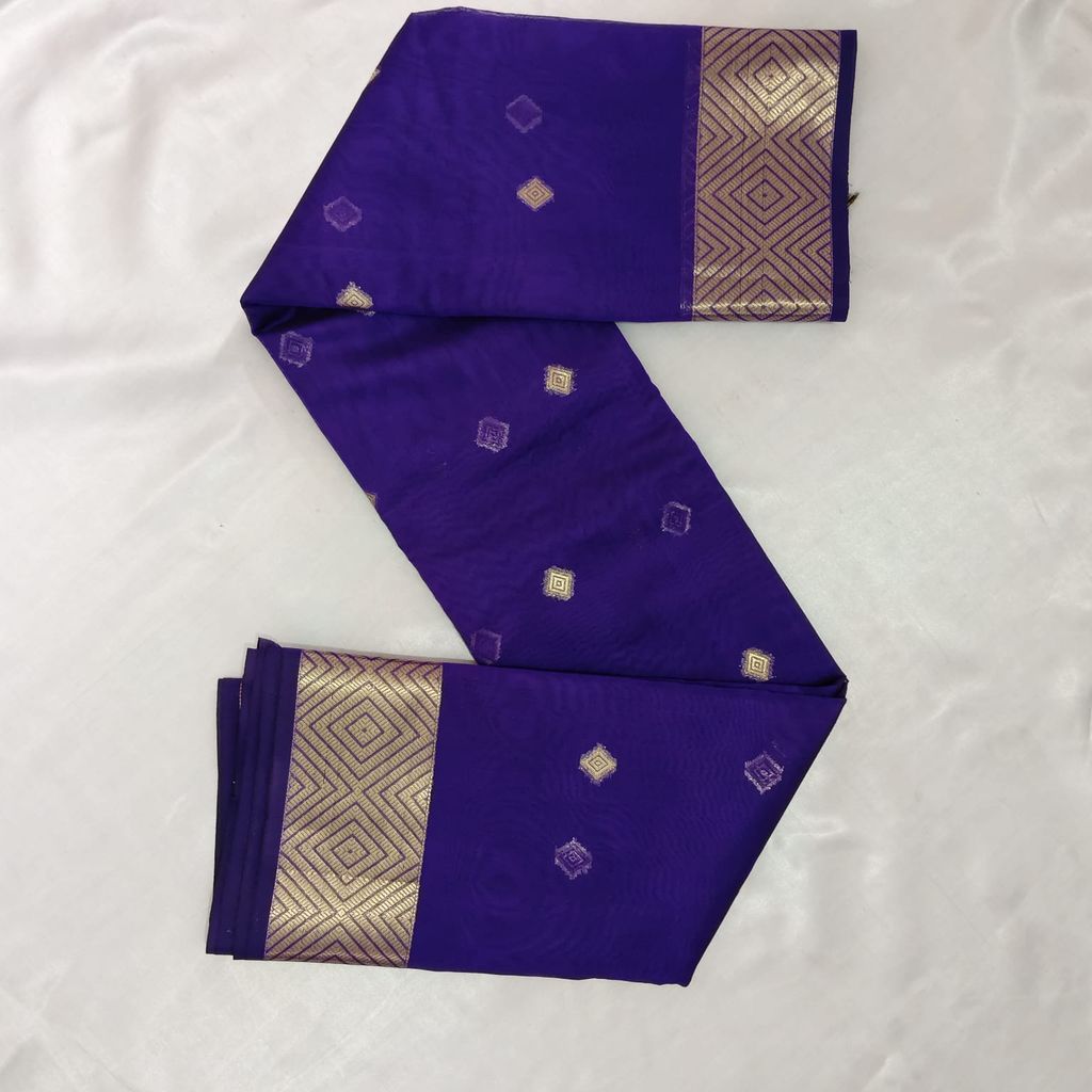 Silk Cotton Saree with Blouse - Violet view 2