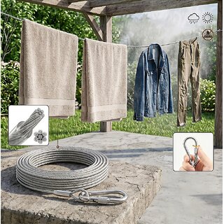 Premium 304 Stainless Steel Drying Wire with Hooks and Complete Wall Fittings view 2