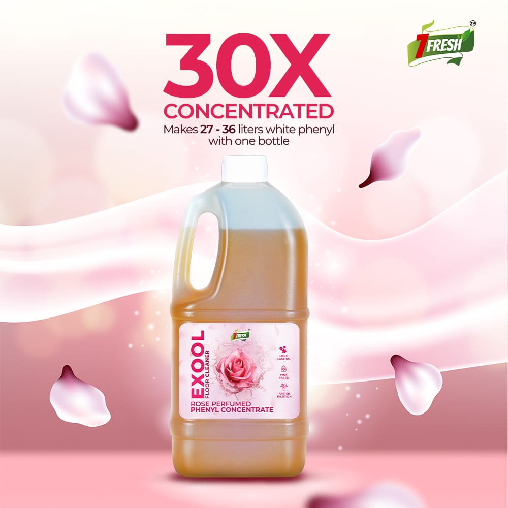 7Fresh Exool Perfumed Phenyl Concentrate Liquid 1 Ltr (MAKES 30 LITTER OF THICK WHITE PHENYL) Floor Cleaner,Pine Based,Long Lasting,Faster Dilution,Phenyl Essence view 2