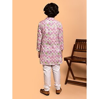 PrintCultr Boys Festive & Party Kurta and Pyjama Set (Pink) view 2