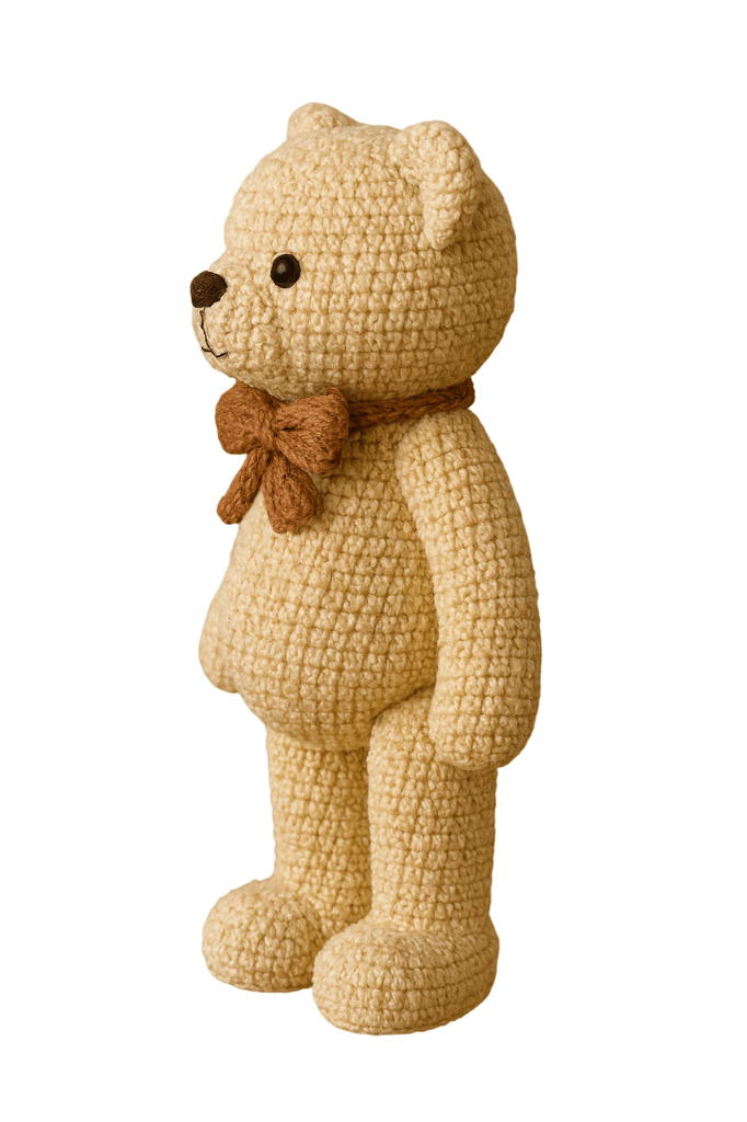 Handmade Crochet Teddy Bear with Bow Tie - Soft Toy view 2
