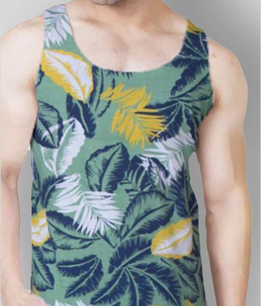 Veirdo Pack of 1 Cotton Sleeveless Vest For Men ( Green ) view 2