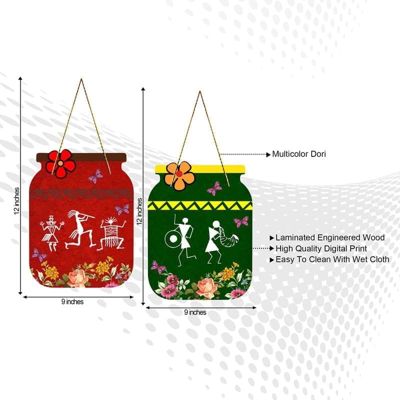 Charmor Acient Drawings Decorative Wooden Wall Hanger for Living Room | Bedroom | Office | Gift | Home Decoration (WH3203),Set of 2 view 2