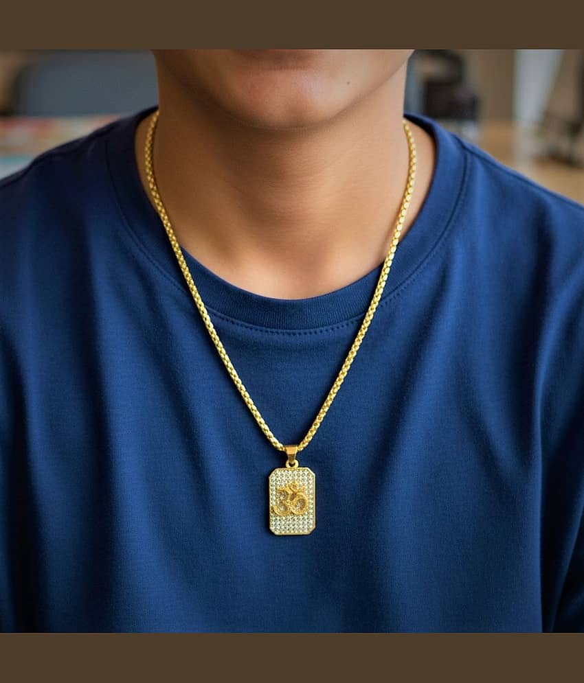Charms Gold Religious Pendant With Chain ( Pack of 1 ) view 2