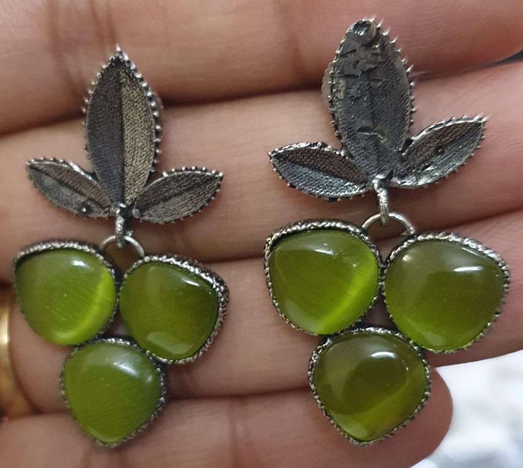 German Silver Oxidized Beautiful Earrings view 2