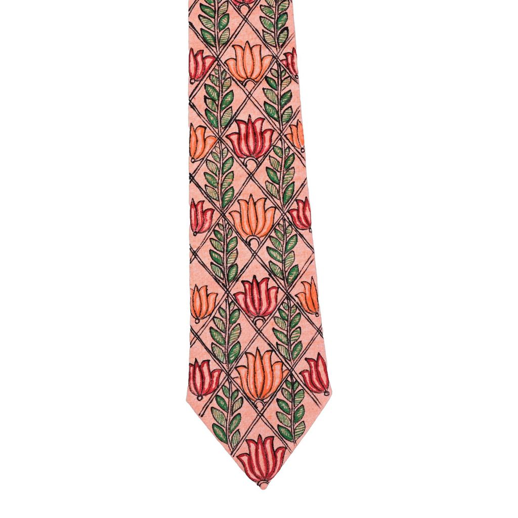 Pure Cotton Handmade madhubani Tie Multi Colour Elegance for Formal and Business Wear, Handcrafted, Handpainted SH (Size standard) view 2