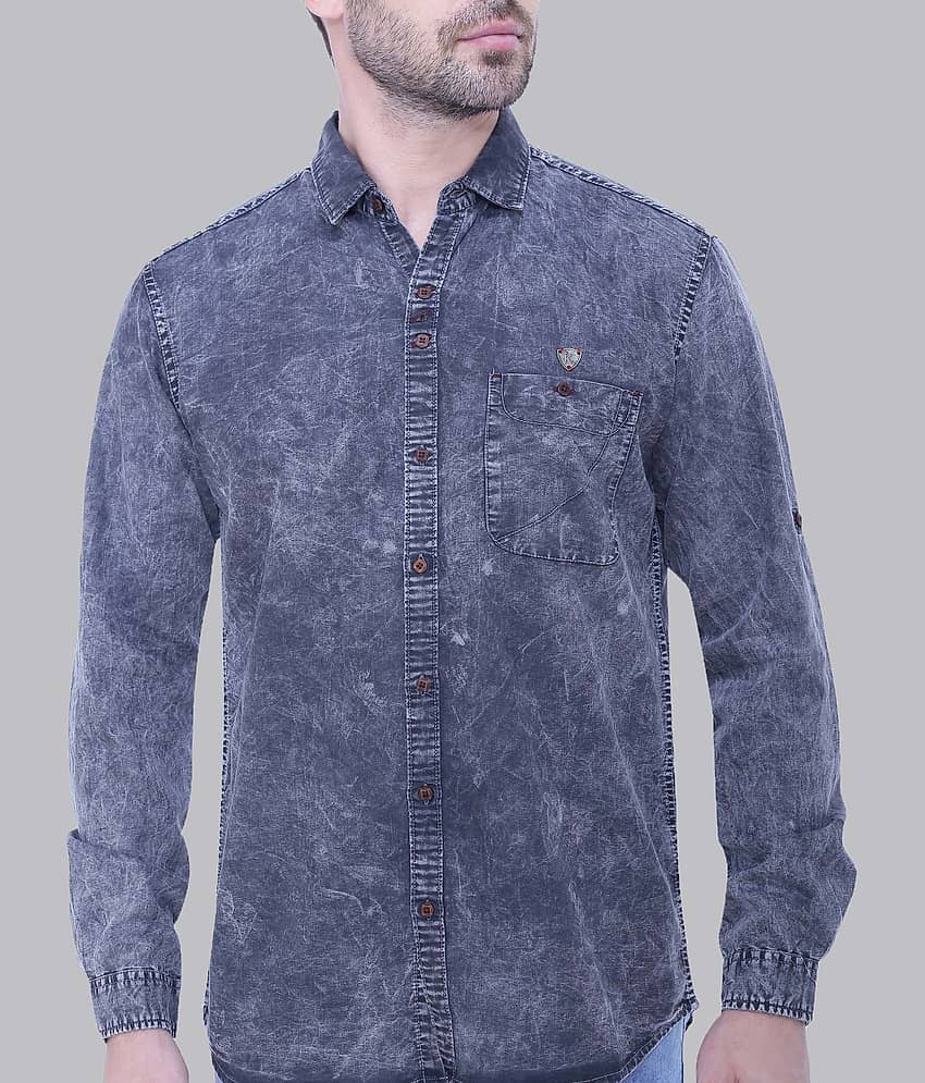 Kuons Avenue - Grey Denim Slim Fit Men's Casual Shirt ( Pack of 1 ) view 2