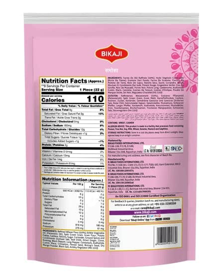 Bikaji Namkeen Mini Samosa | Refined Wheat Flour | Spicy Crispy Patty | Perfect Choice for Snacks Party | Filled with Dry Fruits and Vegetables | 400 Gm Pack view 2