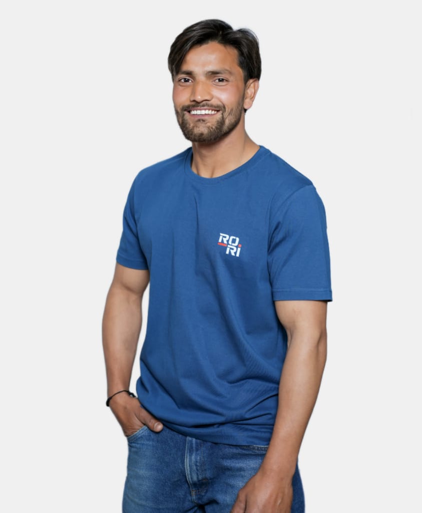 Premium Cotton Men's Classic Series Round Neck Half Sleeve T-Shirt by Rori | Solid Color | Made in India
