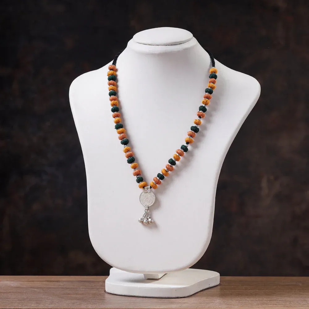 Multicolor Lambani Thread & Bead Work Coin Pendant Necklace