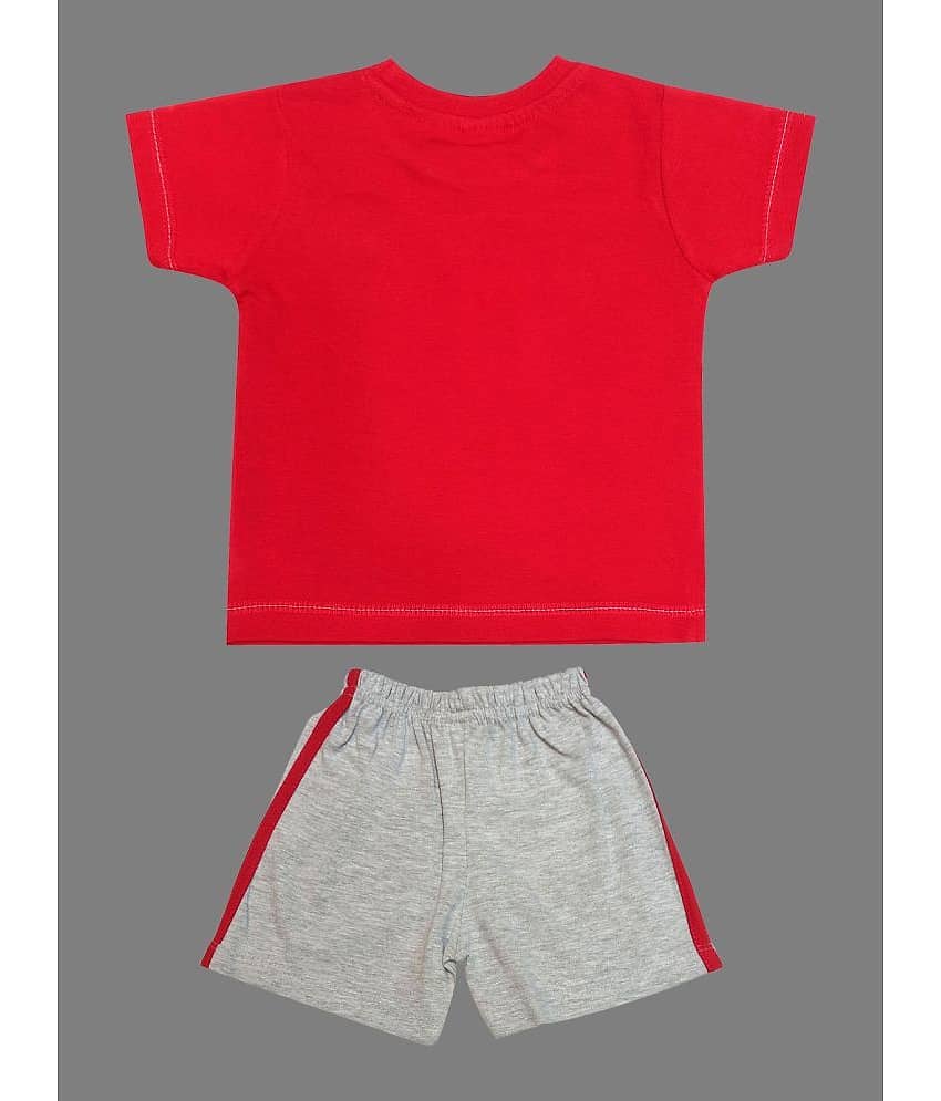 Kideon Pack of 1 Baby Boys Cotton T-Shirt & Shorts ( Red ) view 2