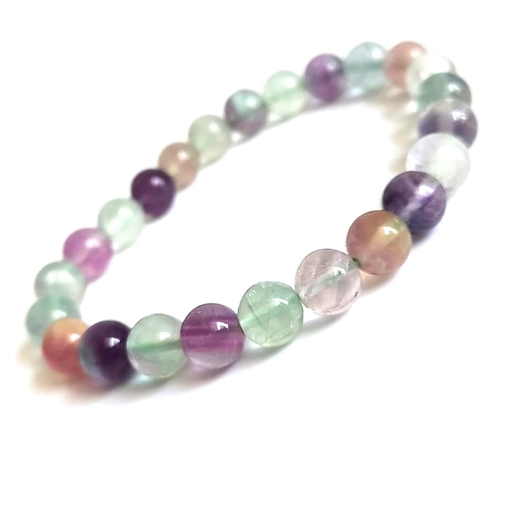 KITREE ENERGISED NATURAL MULTI FLUORITE CRYSTAL BRACELET 8MM ROUND FOR UNISEX (COLOR MULTI) view 2
