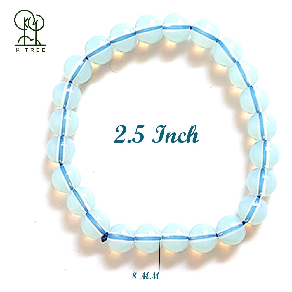 KITREE NATURAL OPALITE CRYSTAL BRACELET 8MM ROUNDFOR UNISEX (COLOR OFF WHITE) view 2